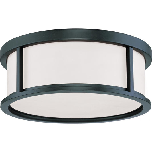 Odeon - 15'' Flush Dome with Satin White Glass - Aged Bronze Finish