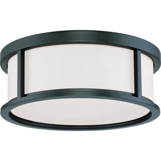 Odeon - 15'' Flush Dome with Satin White Glass - Aged Bronze Finish
