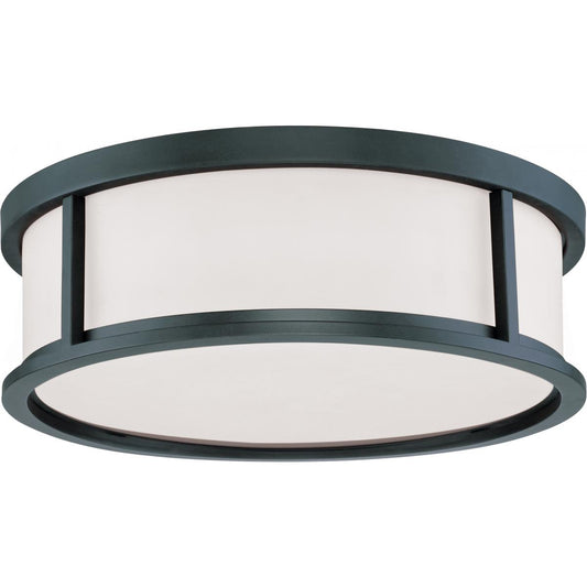 Odeon - 17'' Flush Dome with Satin White Glass - Aged Bronze Finish