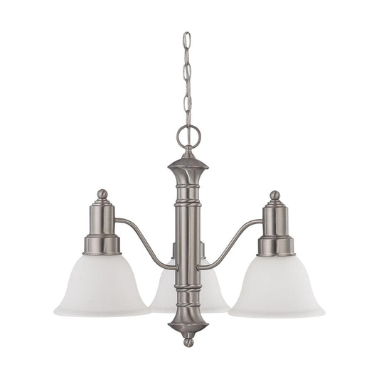 Gotham - 3 Light Chandelier with Frosted White Glass - Brushed Nickel Finish