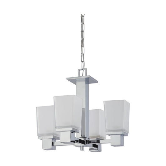 Parker - 4 Light Chandelier with Sandstone Etched Glass - Polished Chrome Finish