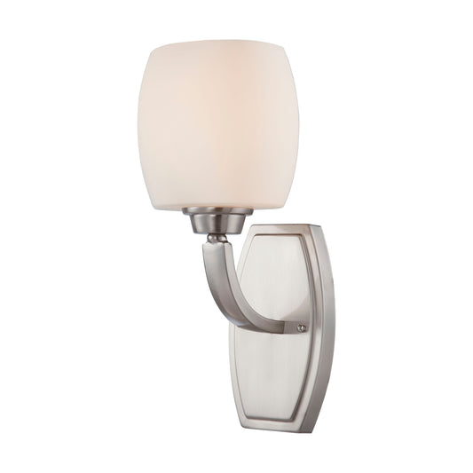 Helium - 1 Light Vanity with Satin White Glass - Brushed Nickel Finish