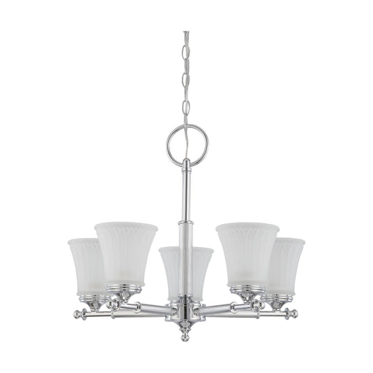 Teller - 5 Light Chandelier with Frosted Etched Glass - Polished Chrome Finish