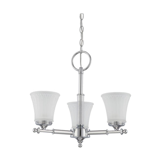 Teller - 3 Light Chandelier with Frosted Etched Glass - Polished Chrome Finish