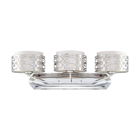 Harlow - 3 Light Vanity with Slate Gray Fabric Shades - Polished Nickel Finish
