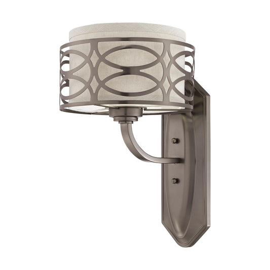 Harlow - 1 Light Vanity with Khaki Fabric Shade and Hazel Bronze Finish