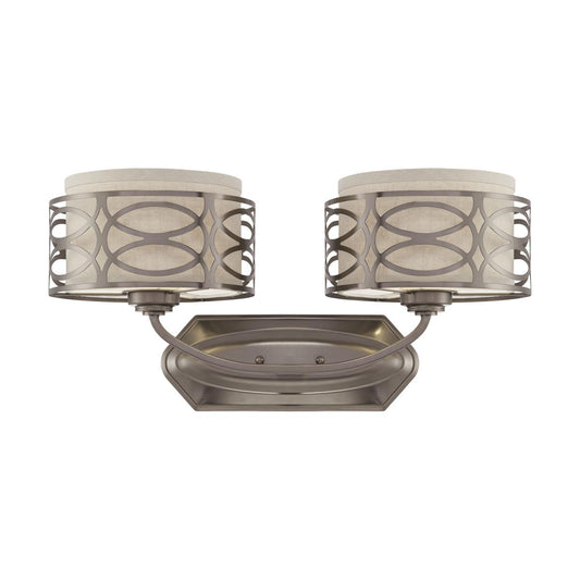 Harlow - 2 Light Vanity with Khaki Fabric Shades - Hazel Bronze Finish