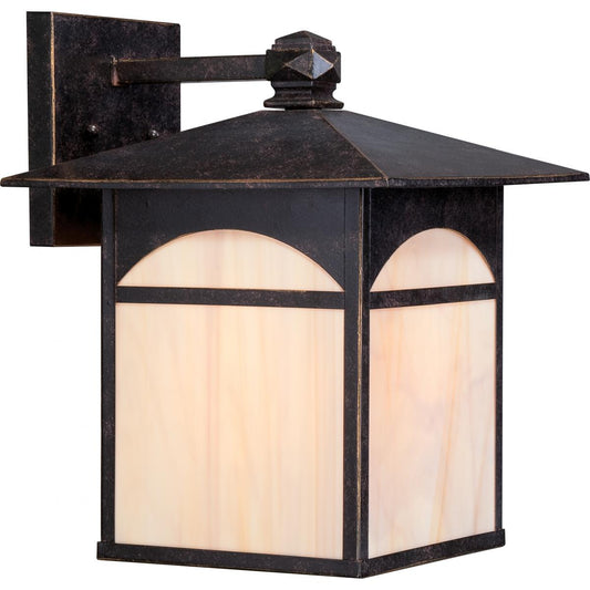 Canyon - 11" Outdoor Wall Lantern with Honey Stained Glass - Umber Bronze Finish
