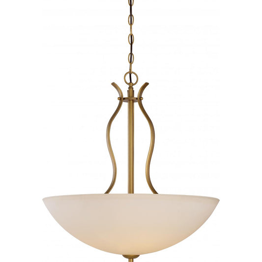 Dillard - 4 Light Pendant with White Glass - Natural Brass Finish