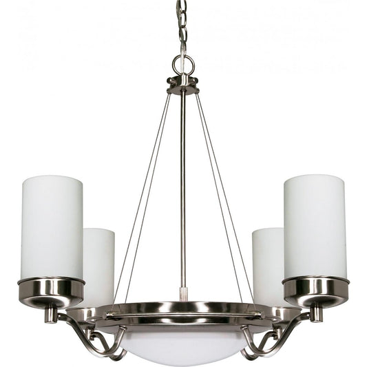 Polaris - 6 Light Chandelier with Satin Frosted Glass - Brushed Nickel Finish