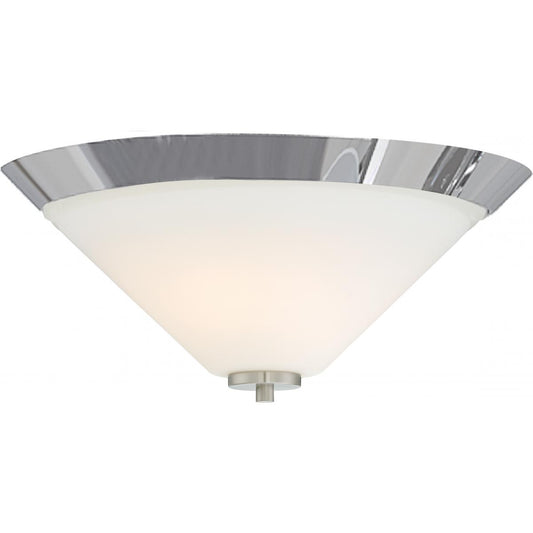 Nome - 2 Light Flush Mount with Satin White Glass - Brushed Nickel Finish