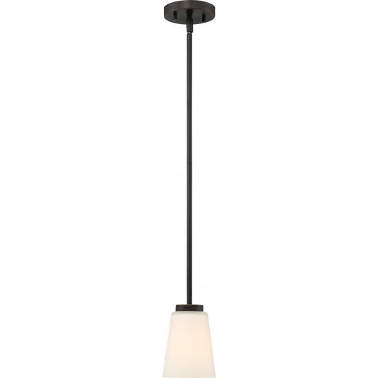 Nome - 1 Light Pendant with Satin White Glass - Mahogany Bronze Finish