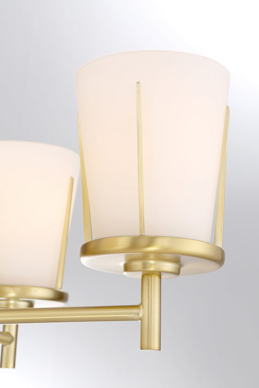 Serene - 4 Light Chandelier with Satin White Glass - Natural Brass Finish