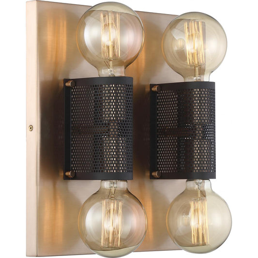 Passage - 4 Light Flush - Copper Brushed Brass Finish with Black Mesh