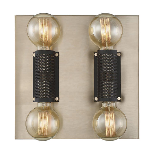 Passage - 4 Light Flush - Copper Brushed Brass Finish with Black Mesh