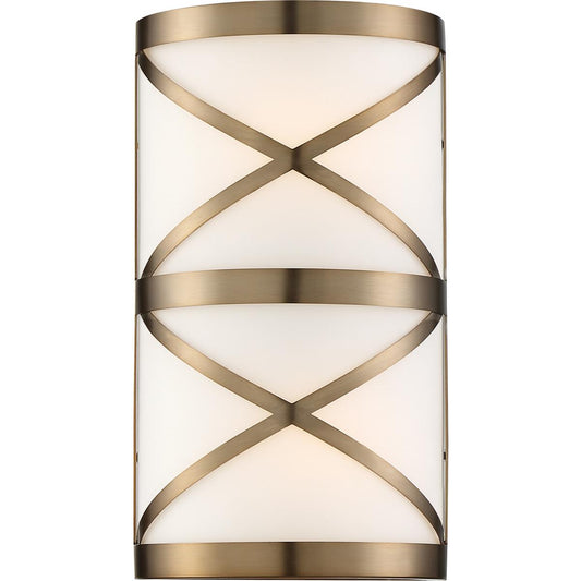 Sylph - 2 Light Vanity - with Satin White Glass - Burnished Brass Finish