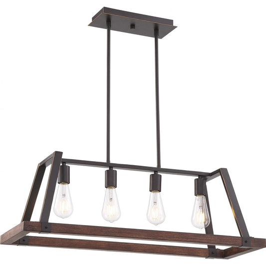 Outrigger - 4 Light Island Pendant with - Mahogany Bronze and Nutmeg Wood Finish