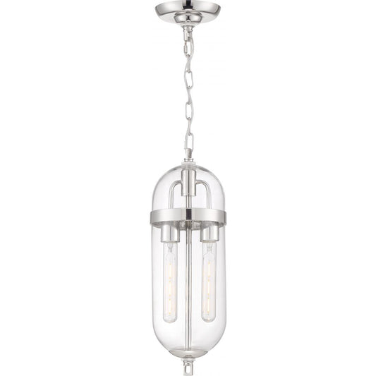Fathom - 2 Light Pendant - with Clear Glass - Polished Nickel