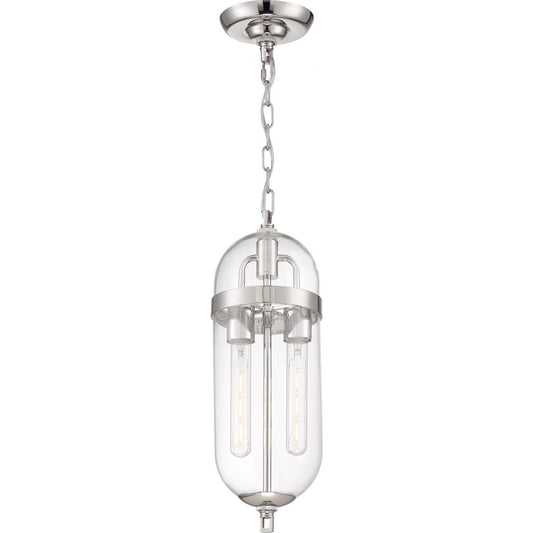 Fathom - 2 Light Pendant - with Clear Glass - Polished Nickel