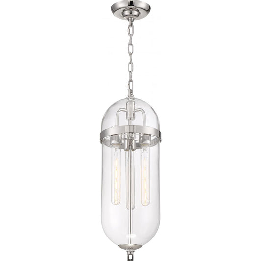 Fathom - 3 Light Pendant - with Clear Glass - Polished Nickel
