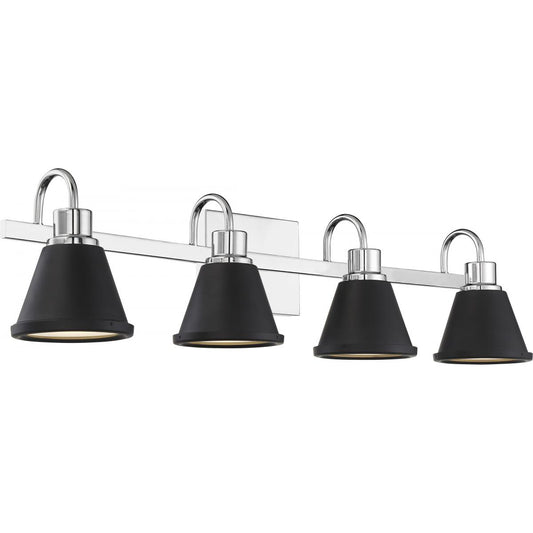 Bette - 4 Light LED Vanity -Polished Nickel and Matte Black Metal Finish