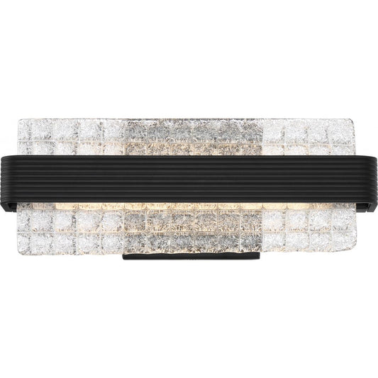 Ceres - 12 Watt LED Vanity with Ice Cube Glass - Matte Black Finish