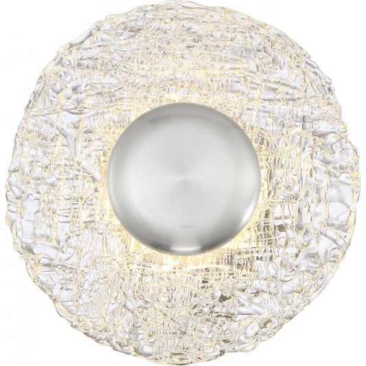 Riverbed - LED Flush with Woven Glass - Polished Nickel Finish