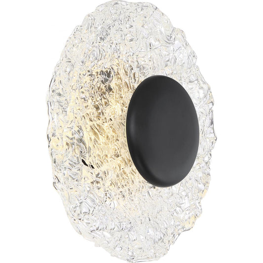 Riverbed - LED Round Flush with Woven Glass - Matte Black Finish