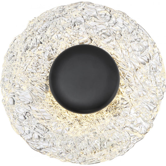 Riverbed - LED Round Flush with Woven Glass - Matte Black Finish