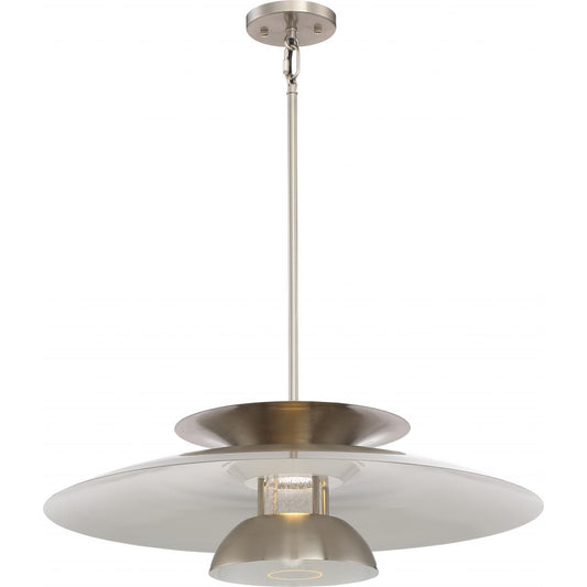 Atom - Large LED Pendant with Seeded Glass - Brushed Nickel Finish