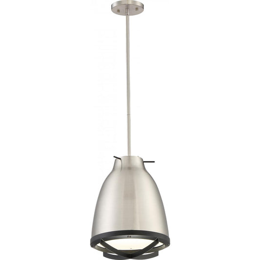 Thrust - Large LED Pendant with Brushed Nickel - White Accent Finish