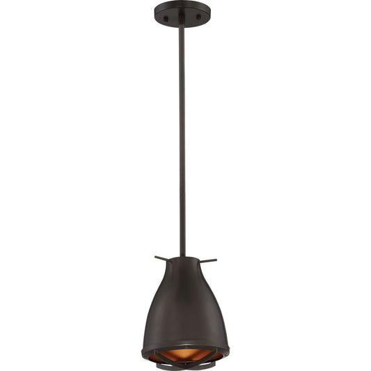 Small LED Pendant with Dark Bronze - Copper Accent Finish