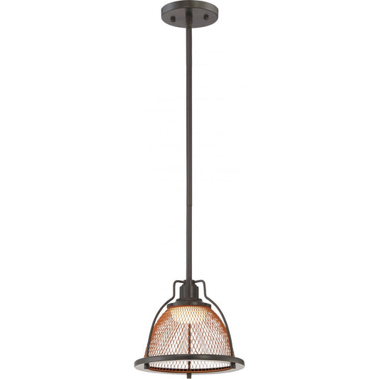Small LED Pendant with Dark Bronze - Copper Mesh Finish